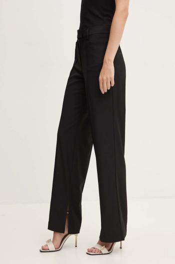 Nohavice s prímesou vlny Remain Slim Suiting Pants čierna farba, rovné, vysoký pás, 501907100