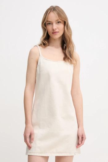 Šaty s prímesou ľanu Calvin Klein Jeans béžová farba, mini, rovný strih, J20J225168