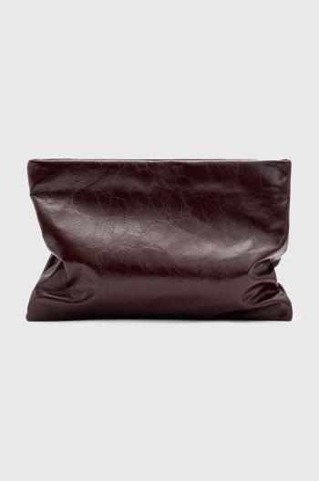 Kožená listová kabelka AllSaints BETTINA CLUTCH bordová farba, W393XB