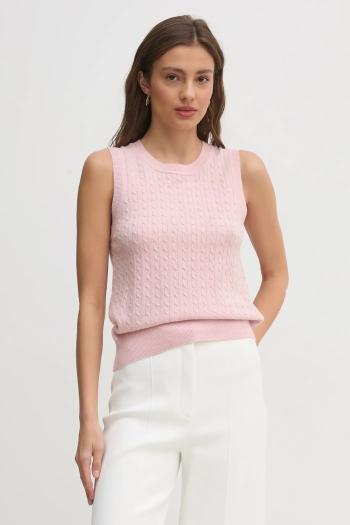 Vlnená vesta Tommy Hilfiger ružová farba, WW0WW43956