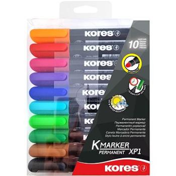 KORES K-MARKER permanentný, guľatý hrot 3 mm – sada 10 farieb (20900)