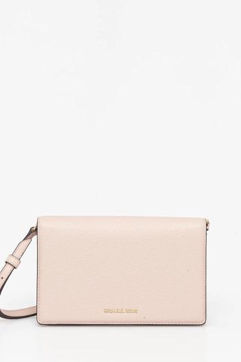 Kožená kabelka MICHAEL Michael Kors oranžová farba
