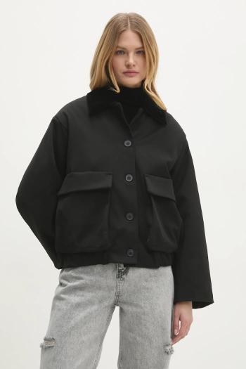 Bunda Answear.LAB dámska, čierna farba, prechodná