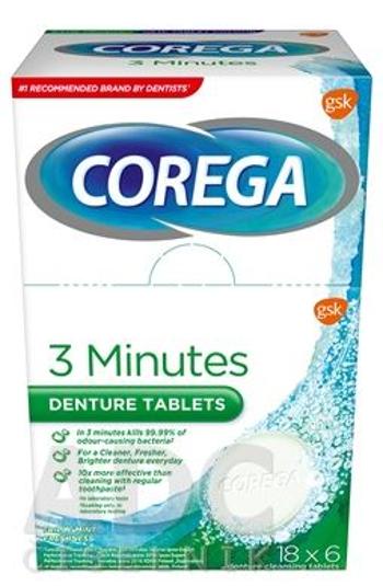 COREGA Tabs 3 Minutes Daily cleanser čistiace tablety na zubné náhrady 18 x 6 ks