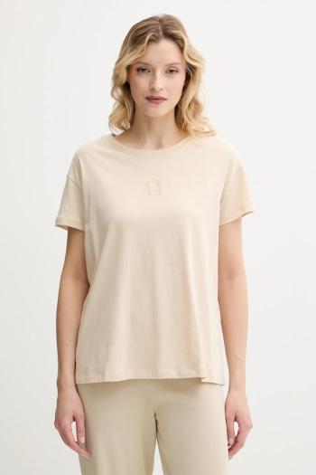 Bavlnené tričko Armani Exchange dámske, béžová farba, XW000830 AF10356