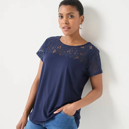 Tričko s krátkymi rukávmi a čipkou