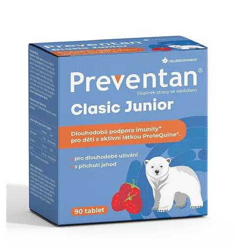 PREVENTAN Clasic junior príchuť jahoda 90 tabliet