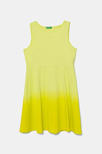 Dievčenské bavlnené šaty United Colors of Benetton zelená farba, mini, áčkový strih, 3NPDCV011