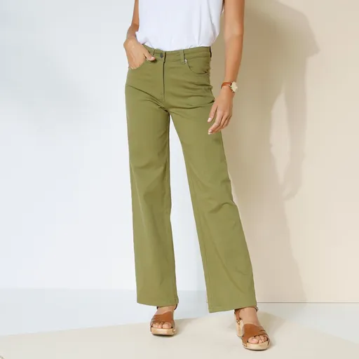 Široké strečové nohavice, pre vyššiu postavu