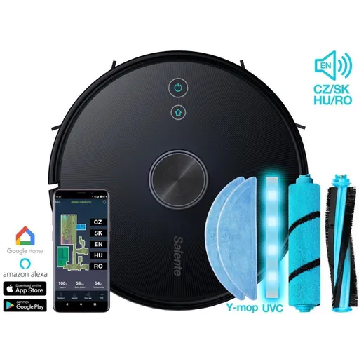 Salente L7, laserový robotický vysávač, stieranie vodou, UVC dezinfekcia, čierny