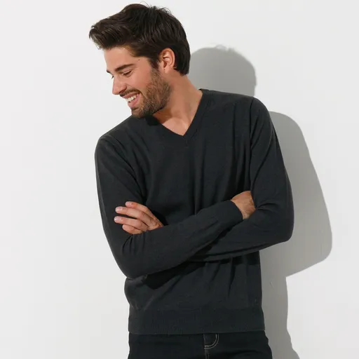 Pulóver s výstrihom do V, 80 % vlna, 20 % polyamid