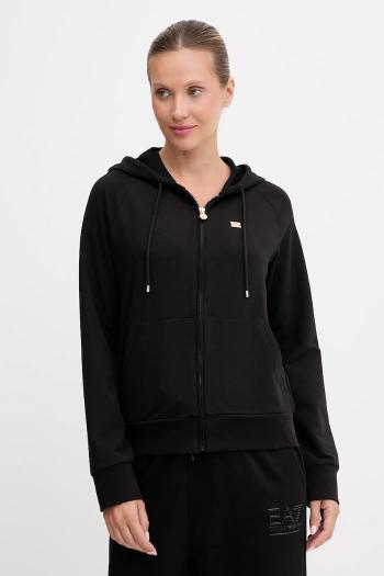 Mikina EA7 Emporio Armani čierna farba, s kapucňou, jednofarebná, AF13135.7W000458