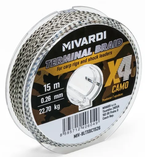 Mivardi pletená šnúra terminal x4 braid camo 15 m - 0,20 mm 17,25 kg