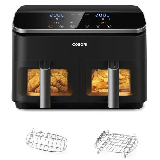 Cosori Dual Basket teplovzdušná fritéza 8.5l + 5x špíz a rošt