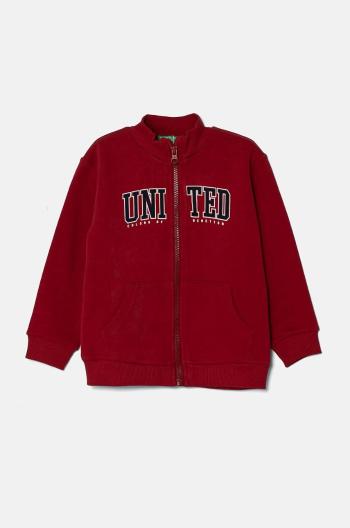 Detská bavlnená mikina United Colors of Benetton bordová farba, vzorovaná, 3J70G5033