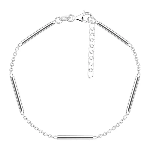 Strieborný 925 náramok - retiazka z oválnych očiek, hladké valčeky