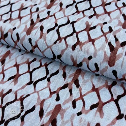 Viskóza s ľanom Ivy Diamonds design A digital print