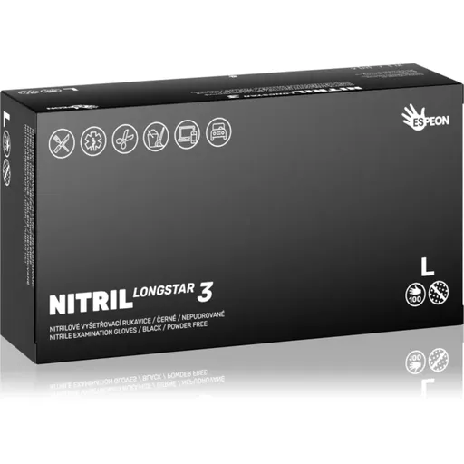 Espeon Nitril Longstar3 Black nitrilové nepudrované rukavice veľkosť L 2x50 ks