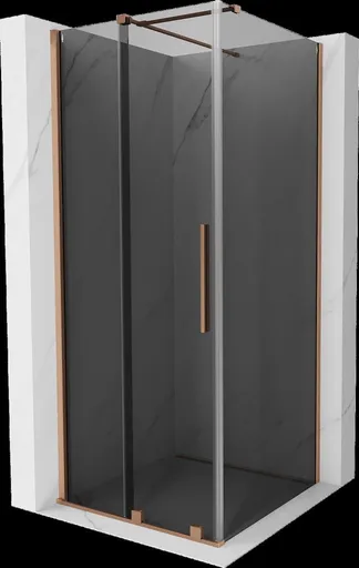 MEXEN/S - Velár sprchovací kút, posuvné dvere 100 x 100, grafit, meď kartáčovaná 871-100-100-41-65