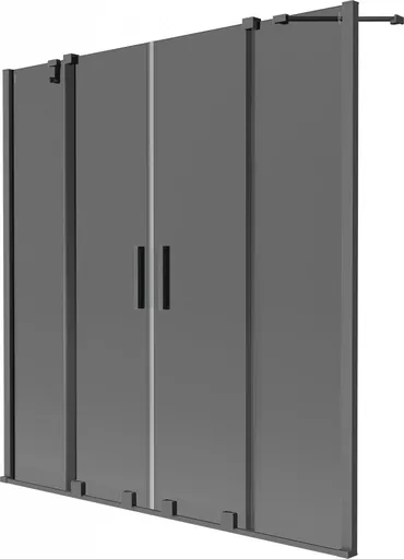 MEXEN/S - Velar Duo dvojkrídlová posuvná vaňová zástena 160 x 150, grafit, grafit metal 896-160-000-42-95