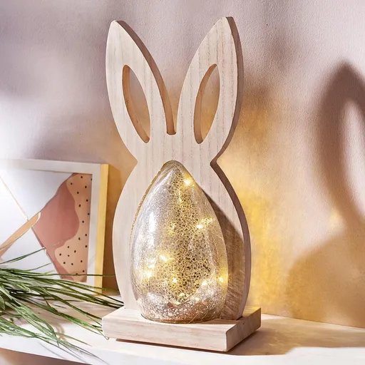 Weltbild LED dřevěná dekorace Zajíc se skleněným vejcem