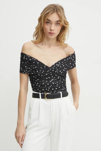 Body Bardot dámske, čierna farba, vzorovaná, 59757TB1