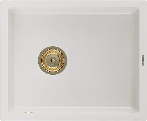 MEXEN/S MEXEN/S - Pedro granitový drez 1-miska 560 x 460 mm, biela, sifón zlatá 6508561000-20-G