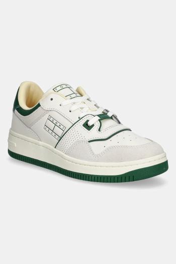 Tenisky Tommy Jeans RETRO BASKET WASHED SUEDE dámske, béžová farba, EN0EN02773