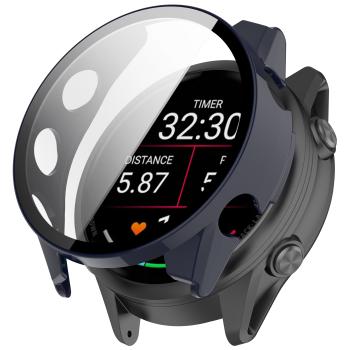 PC FULL COVER Plastový kryt so sklom pre Garmin Forerunner 570 47mm tmavomodrý