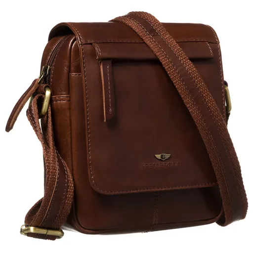 Hnedá pánska kožená crossbody taška s klopou + puzdro na kľúče – Peterson,skl.
