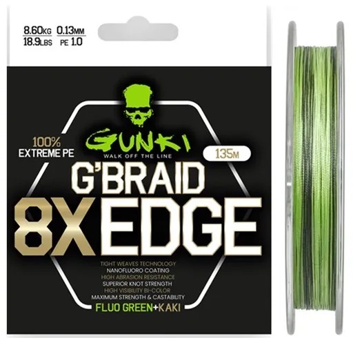 Gunki pletená šnúra g braid 8x edge 135 m - 0,18 mm 11,6 kg