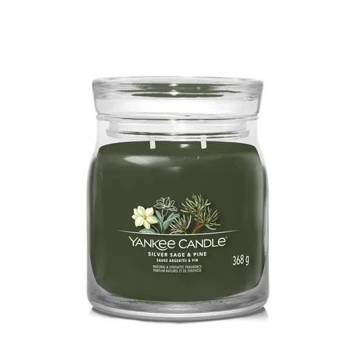 YANKEE CANDLE Signature Vonná sviečka stredná 2 knôty Silver Sage & Pine 368 g