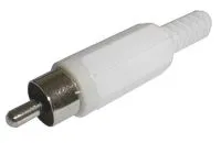 Konektor CINCH kabel plast biely