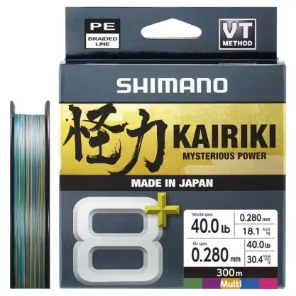Shimano splietaná šnúra line kairiki 8+ multi color 300 m - 0,315 mm 39,9 kg