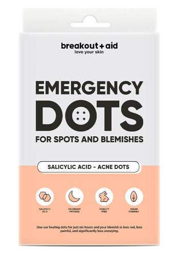 Breakout+aid Náplasti na akné s kyselinou salicylovou Emergency Dots 72 ks