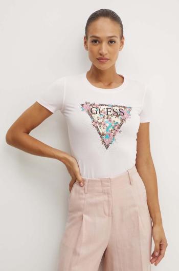 Tričko Guess CHERRY FLOWER dámske, ružová farba, W4YI26 J1314