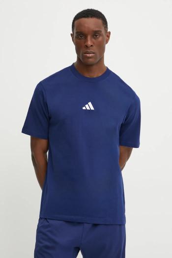 Bavlnené tričko adidas Essential pánske, tmavomodrá farba, s nášivkou, JF1093