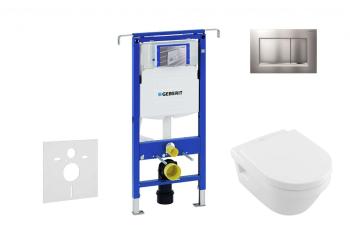 GEBERIT - Duofix Modul na závesné WC s tlačidlom Sigma30, matný chróm/chróm + Villeroy Boch - WC a doska, DirectFlush, SoftClose, CeramicPlus 111.355.00.5 NB7