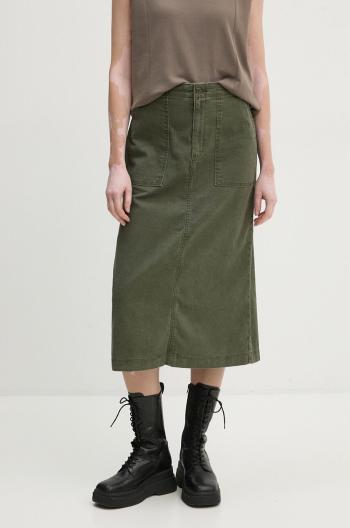 Rifľová sukňa Levi's zelená farba, midi, rovný strih, A8696