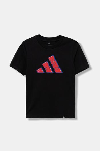 Detské bavlnené tričko adidas čierna farba, jednofarebné, JV5106
