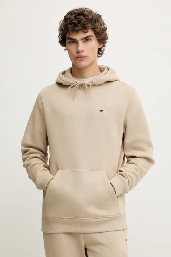 Mikina Tommy Jeans béžová farba, s kapucňou, jednofarebná, DM0DM20742