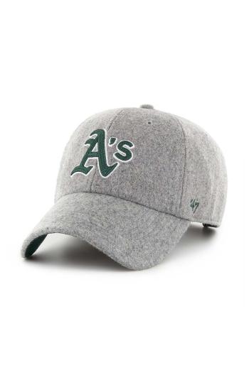 Čiapka s prímesou vlny 47 brand MLB Oakland Athletics šedá farba, s nášivkou, B-CHSCU18WIS-GY