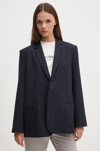 Sako s prímesou vlny Calvin Klein tmavomodrá farba, jednoradové, vzorované, K20K207644