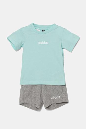 Detská bavlnená súprava adidas tyrkysová farba, JC9743