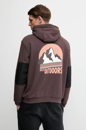 Bavlnená mikina EA7 Emporio Armani hnedá farba, s kapucňou, s nášivkou, AF13531.7M000082