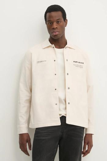 Rifľová košeľa Pepe Jeans SAM pánska, béžová farba, regular, s klasickým golierom, PM308811