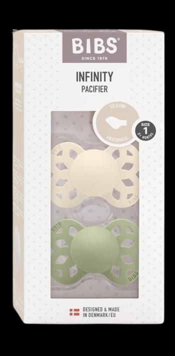 BIBS Anatomické silikónové cumlíky Infinity, veľkosť 1, Ivory / Sage 2 ks