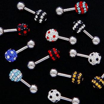 Piercing do tragusu - zirkónová guľa - Farba zirkónu: Aqua - číra