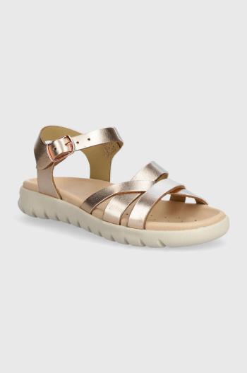 Detské kožené sandále Geox SANDAL SOLEIMA zlatá farba