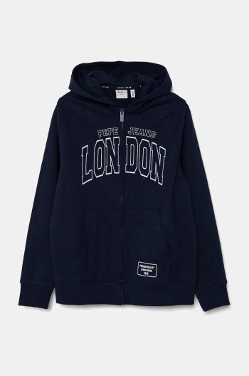 Detská bavlnená mikina Pepe Jeans BALEY ZIP s kapucňou, s potlačou, PB581617